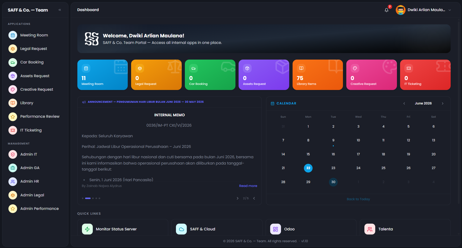 Web App System Internal Application